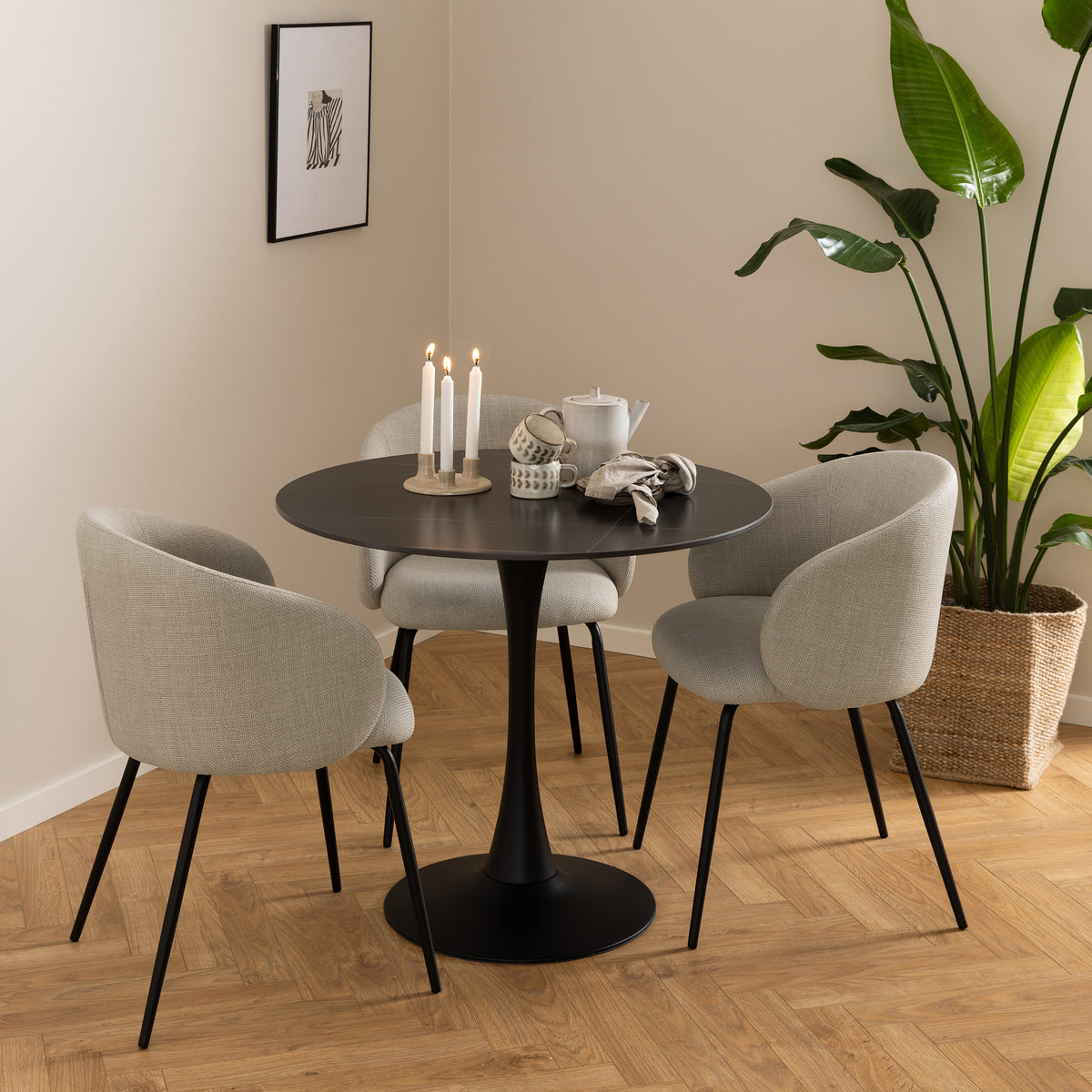 Delmo Set of Two Dining Chairs, Modern Style – in a room setting