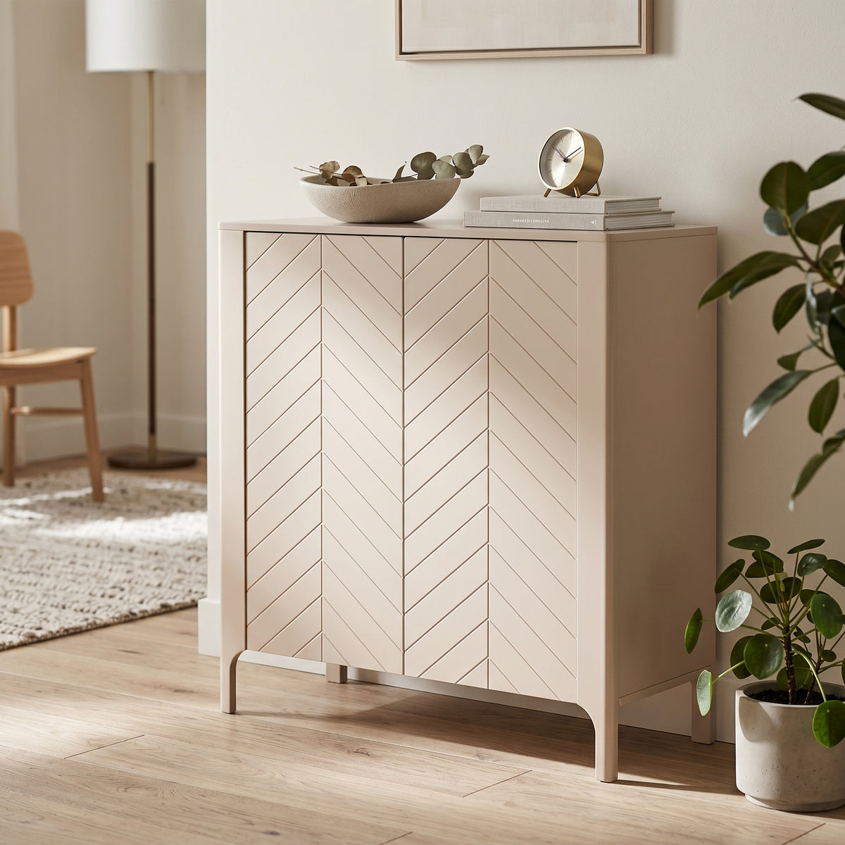 Dressoir EKLIPSO 103x95 met tweedeursfront in moderne stijl, kleur Kasjmier - in een interieurstyling | Pillovely