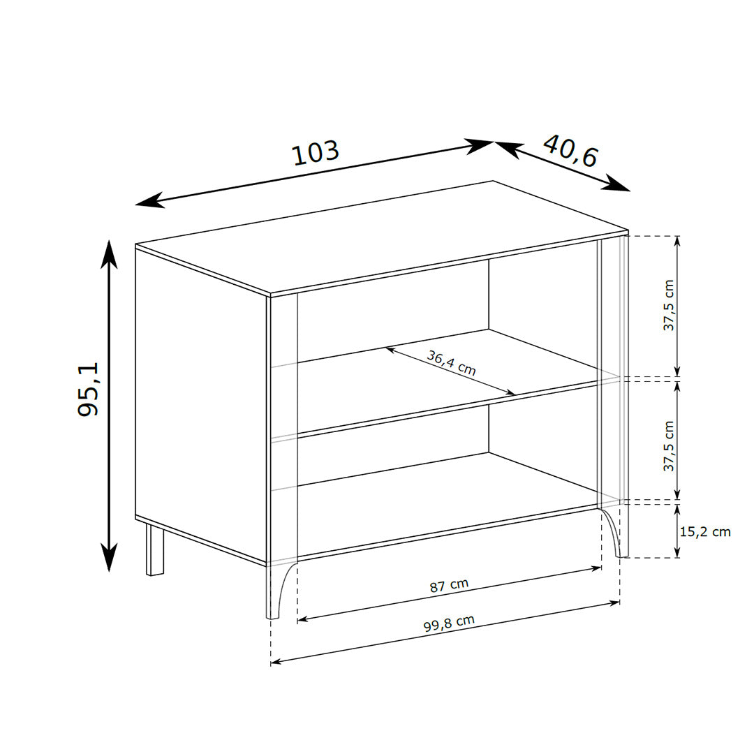 Dressoir EKLIPSO 103x95 met een tweedeursfront in moderne stijl - maattekening | Pillovely