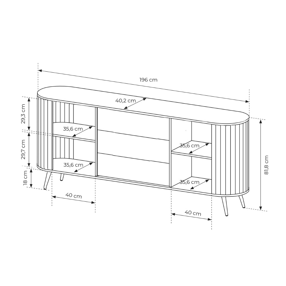 Dressoir met schuifdeuren en laden 196x82 in moderne stijl | Llovia