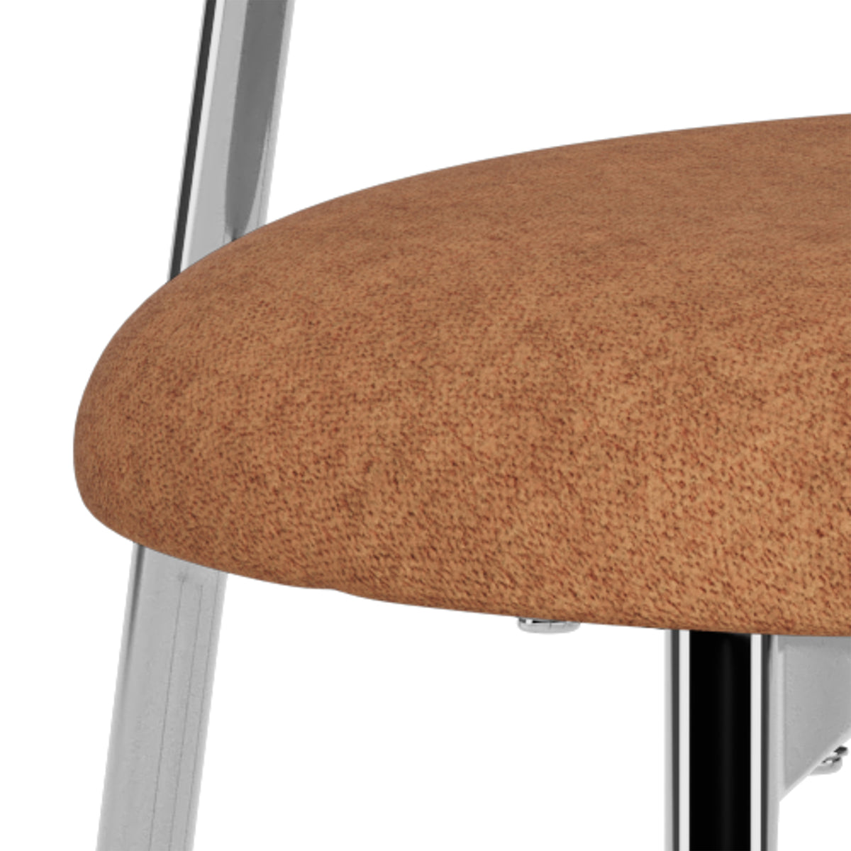Dotto-stoel 47x79 Terracotta – close-up van de brandvertragende Apia-stof met chenille-look en verchroomde poten