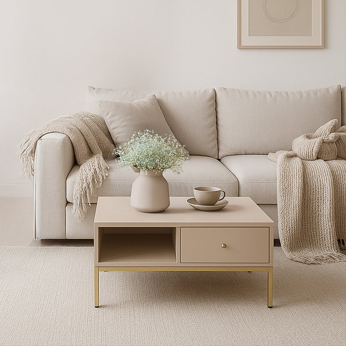 Kviat Coffee Table 104x47 cm with Drawer, Modern Classic Style – photo 2
