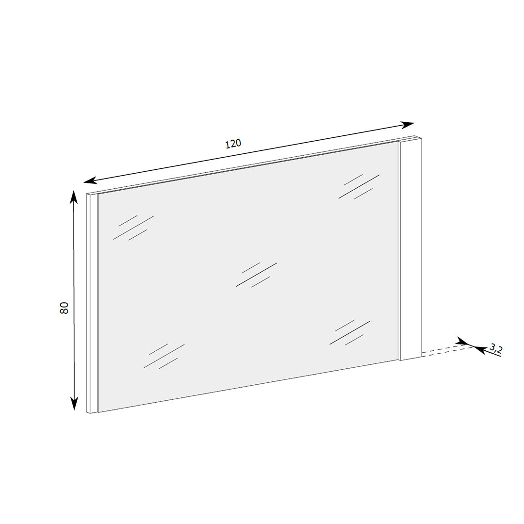Spiegel Korin 120x80 – maattekening met breedte, hoogte en dikte