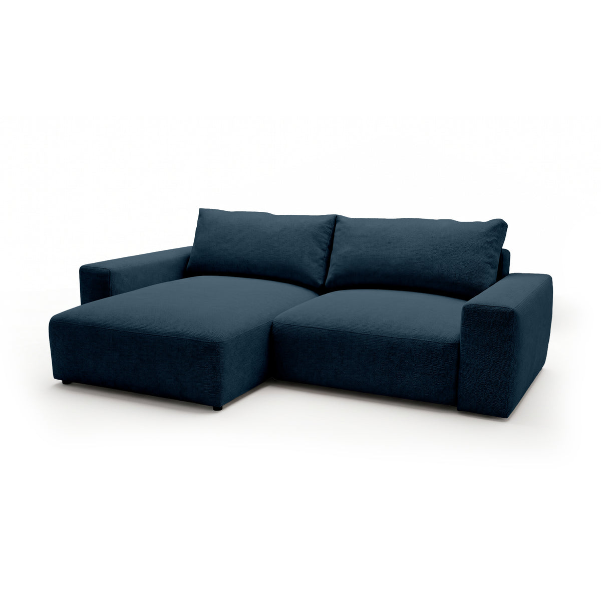 Modulaire hoekbank Iskeli Inktzwart Graniet (ARAGON 74), linkszijdig, schuin aanzicht – hoekbank met chaise longue in Aragon-stof