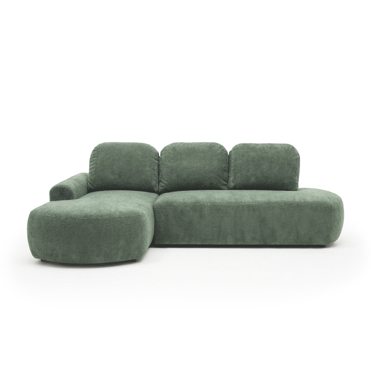 Moluni-hoekbank 263 cm Groen (BELLINI 15), linkszijdig – hoekbank in japandi-stijl