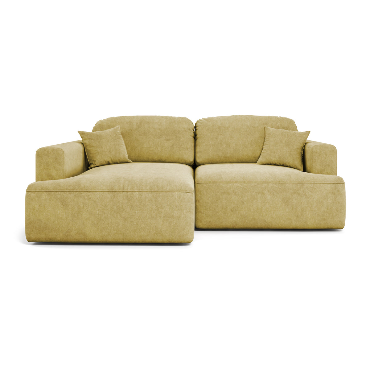 Senvali-hoekbank 240 cm Gouden Sepia (CLOUD 32), linkszijdig, met decoratieve kussens – hoekbank voor de woonkamer, vooraanzicht