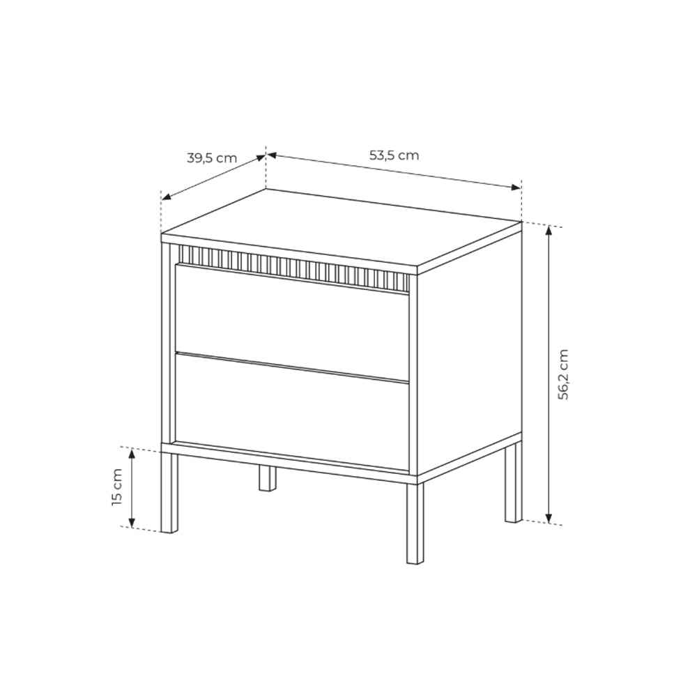 Senra Bedside Table with 2 Drawers 54x56 cm, Modern Style – photo 5