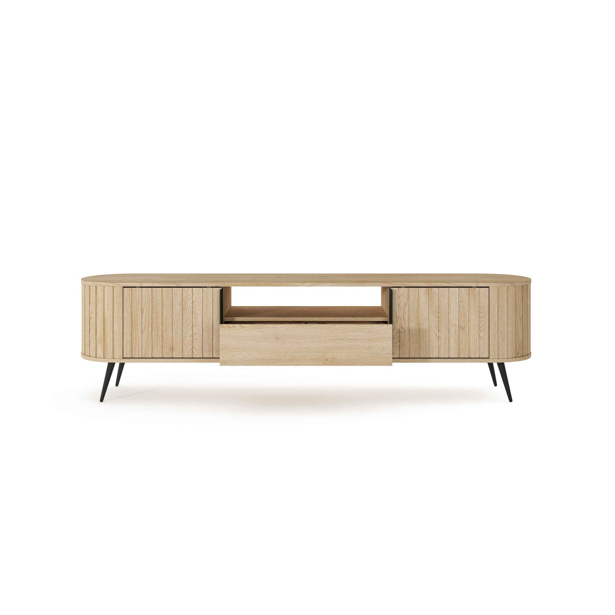 Llovia TV Unit 196x51, Modern Style – with doors open