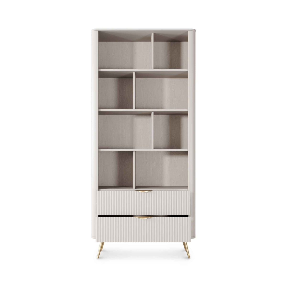 Laanti Bookcase 88x194 with Shelves, Elegant Style – with doors open
