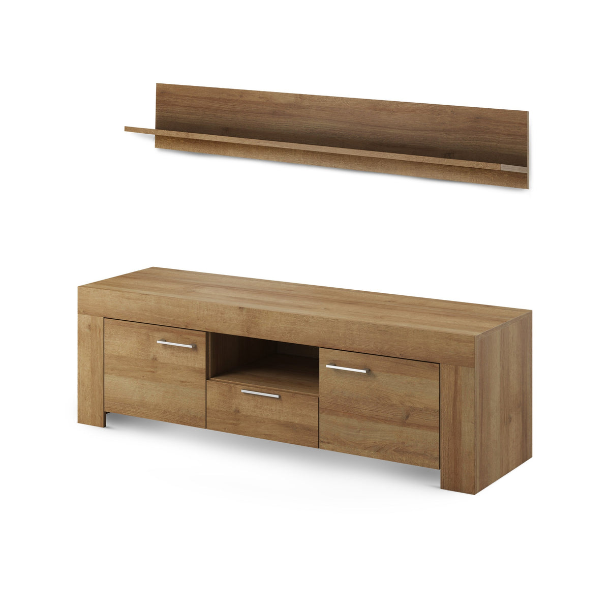 Gorky TV Unit Set with Shelf 155x50 + 155x20, Modern Style – photo 4