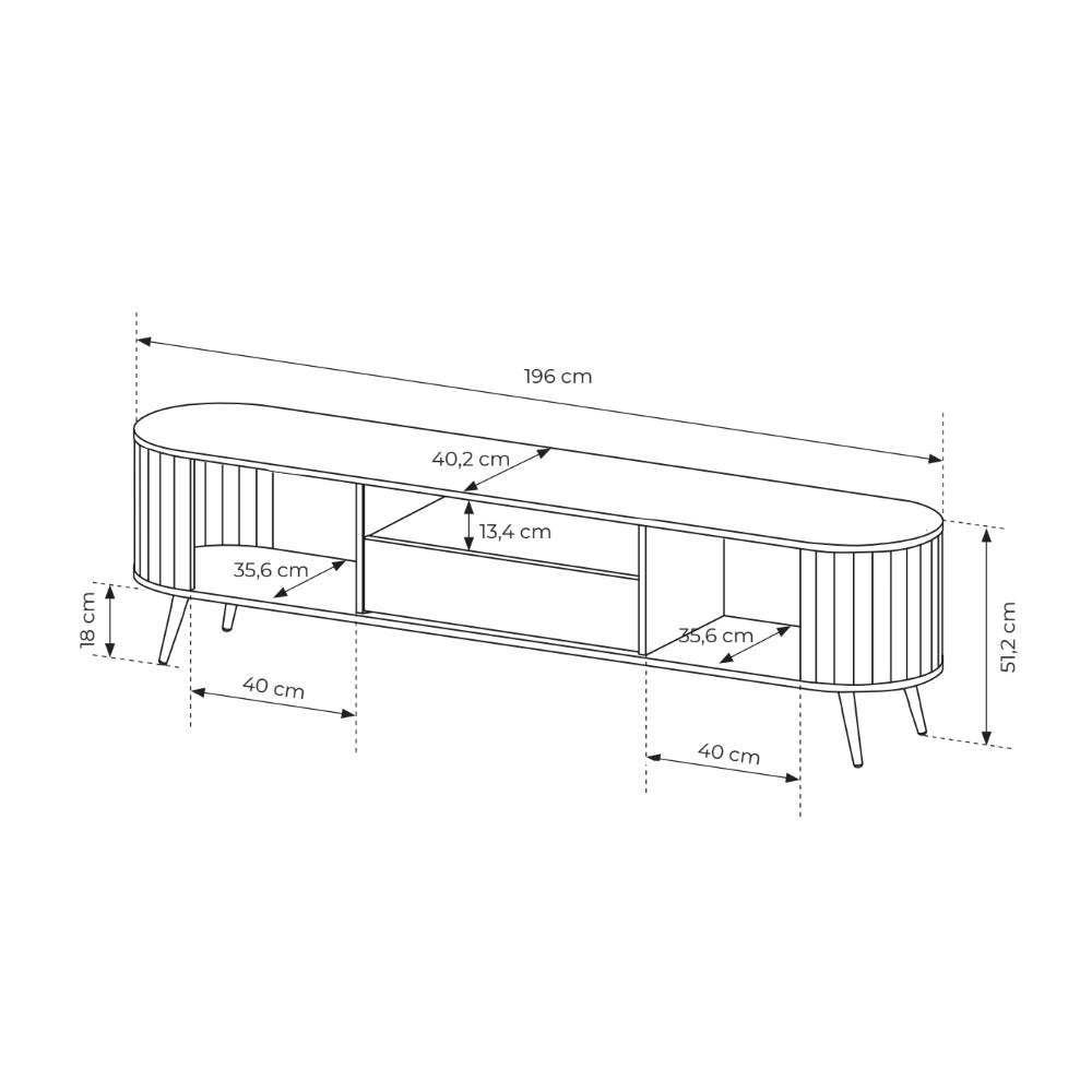 Llovia TV Unit 196x51, Modern Style – dimensions drawing