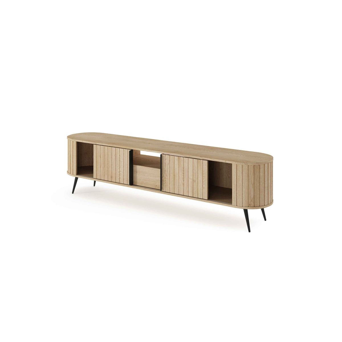 Llovia TV Unit 196x51, Modern Style – with doors open