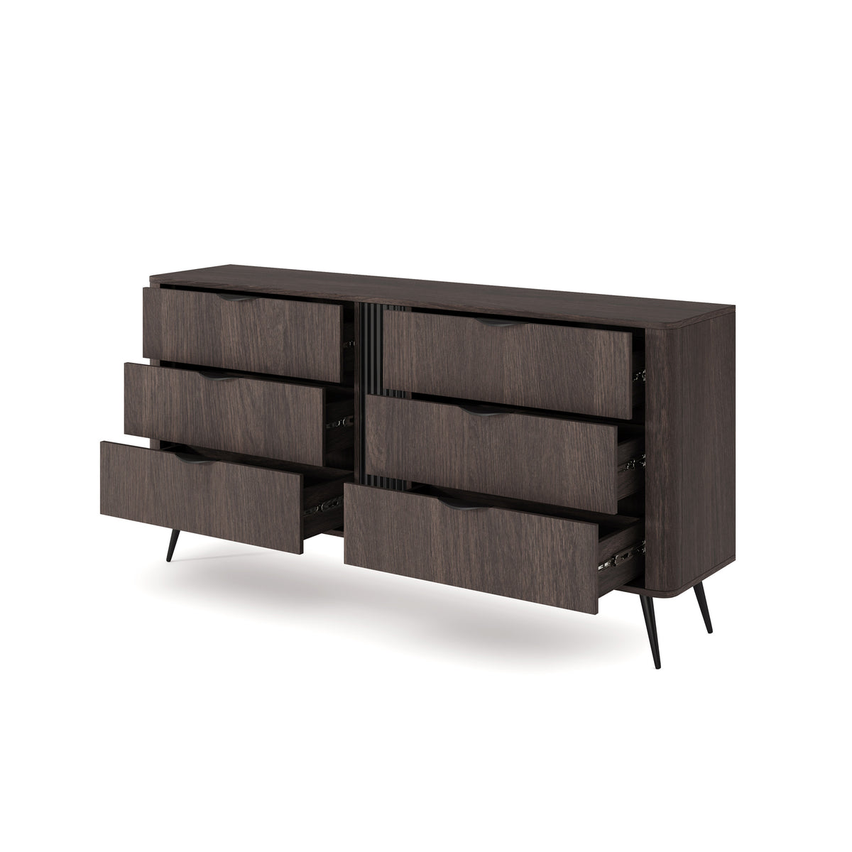 Velia Chest of Drawers with 6 Drawers 163x81, Soft Loft Style – with doors open