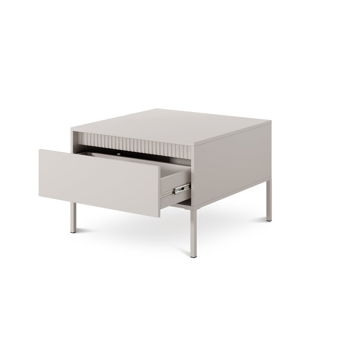 Senra Coffee Table 68x48 cm with Drawer, Minimalist Style – with doors open