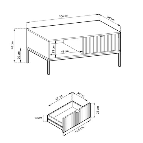 Roza Coffee Table 104x46 cm with Drawer, Modern Style – photo 5