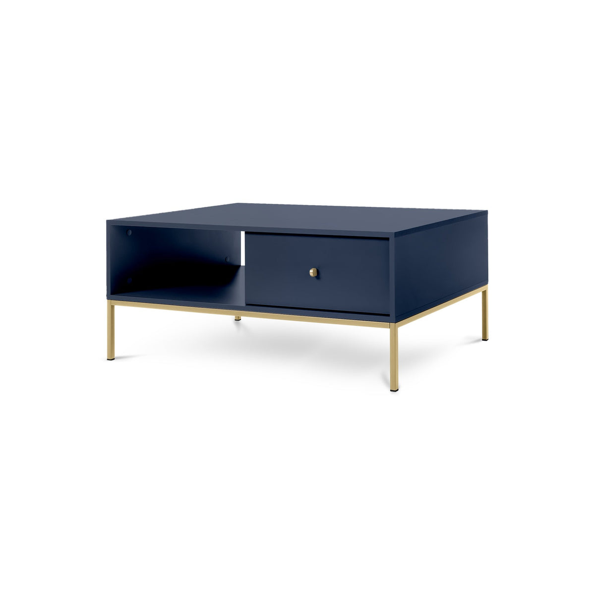 Kviat Coffee Table 104x47 cm with Drawer, Modern Classic Style – Navy Blue, Gold