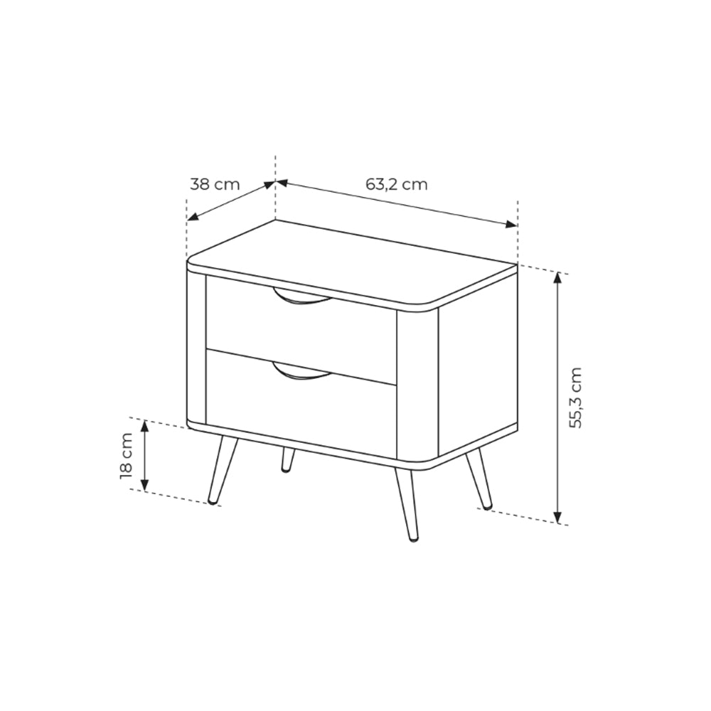 Velia Bedside Table with 2 Drawers 63x55 cm, Soft Loft Style – photo 6