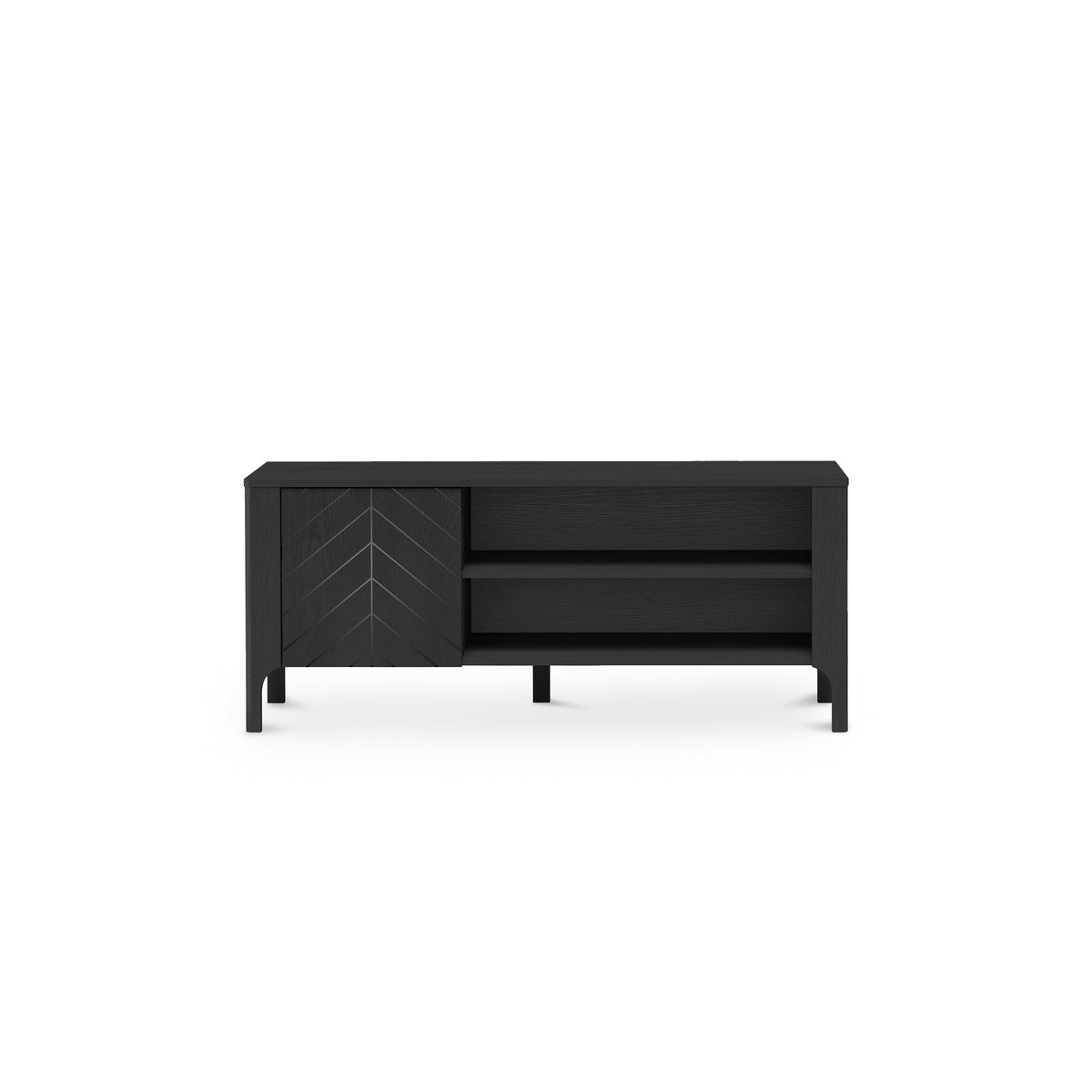 RTV-meubel EKLIPSO 135x57 met open plank in moderne stijl - kleur Zwart | Pillovely