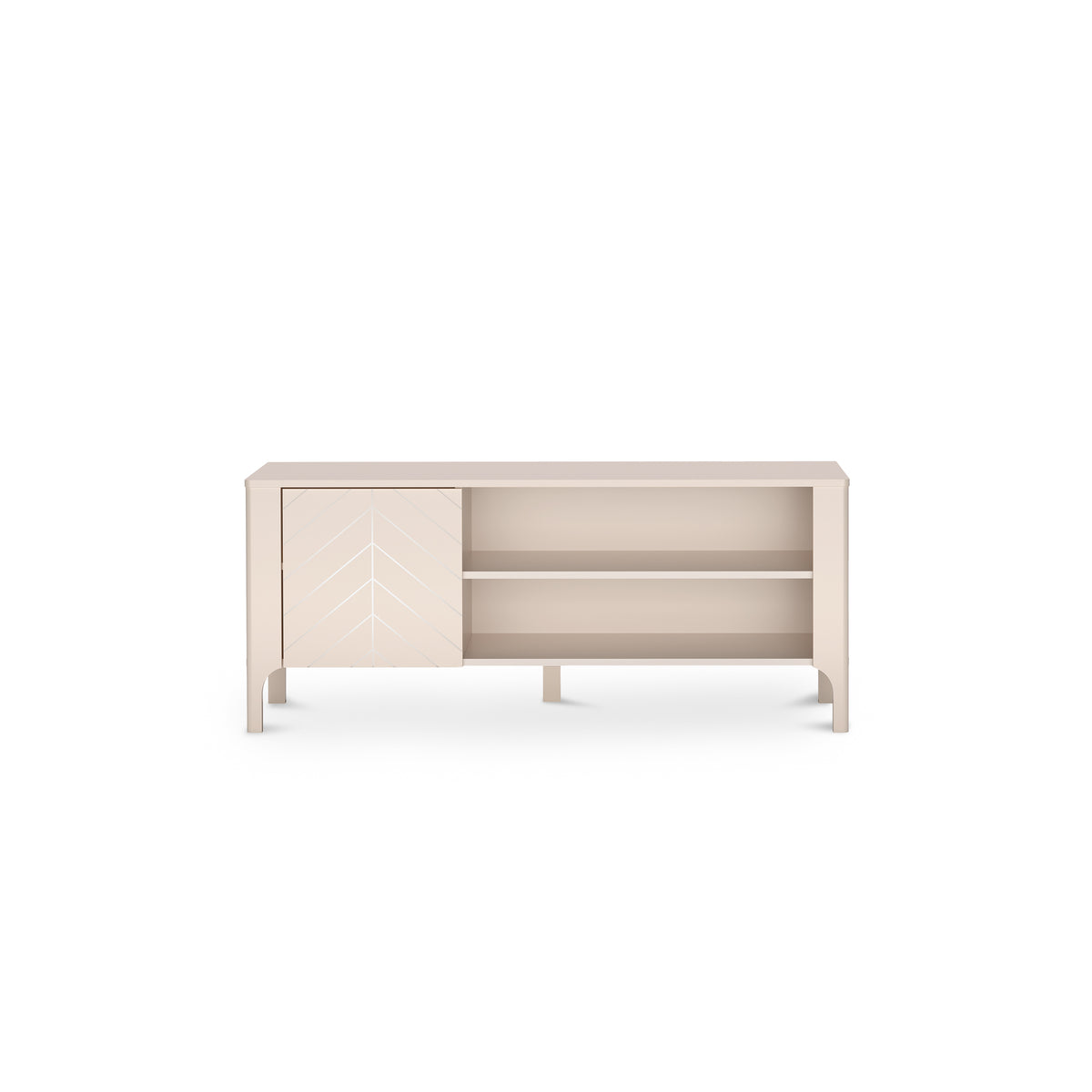 Tv-meubel EKLIPSO 135x57 met open plank in moderne stijl, kleur Kasjmier - vooraanzicht | Pillovely