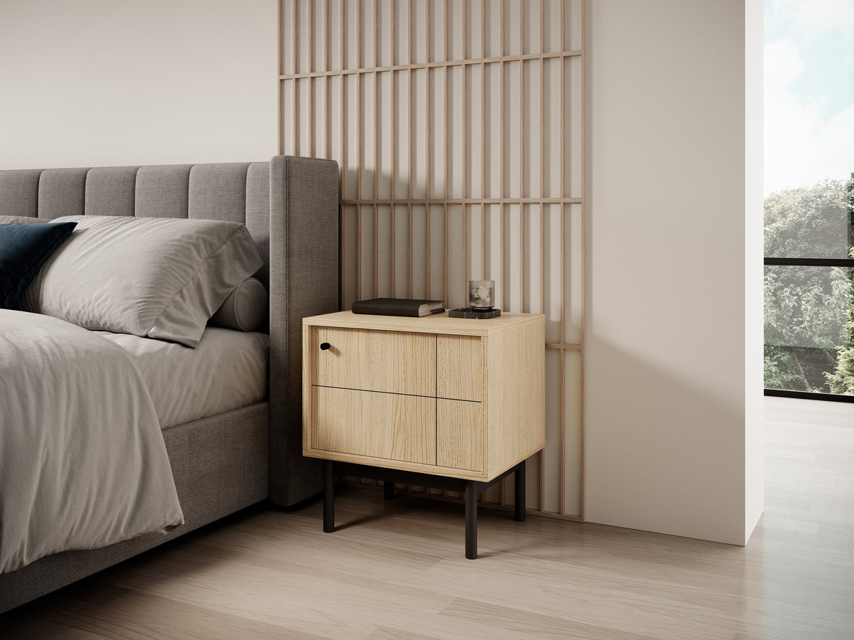Sabi Bedside Table with Cabinet 54x57 cm, Japandi Style – photo 9