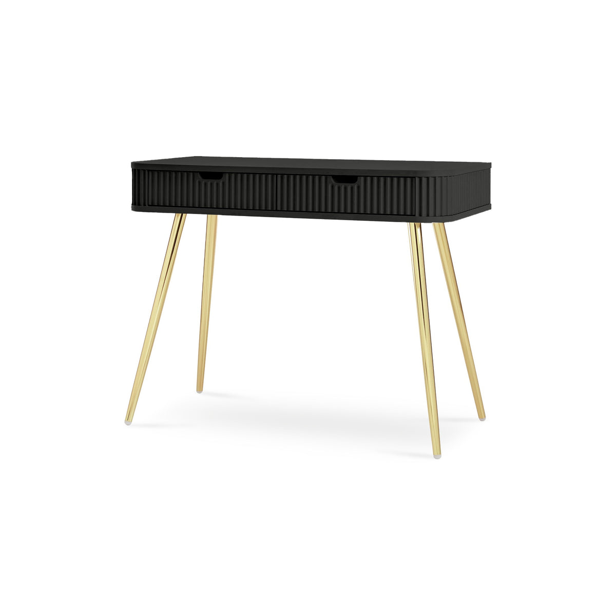 Eva Dressing Table with 2 Drawers 103x80 cm, Modern Style – Black, Golden
