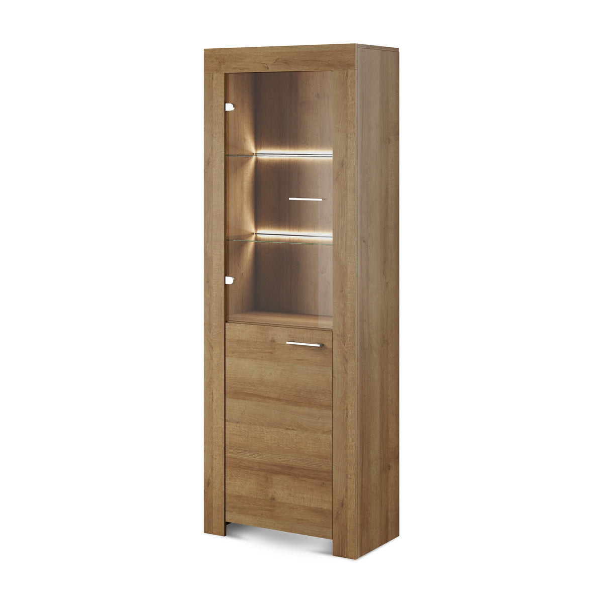 Gorky Glass Display Cabinet 70x197 cm with LED Lighting, Modern Style – main photo | Pillovely