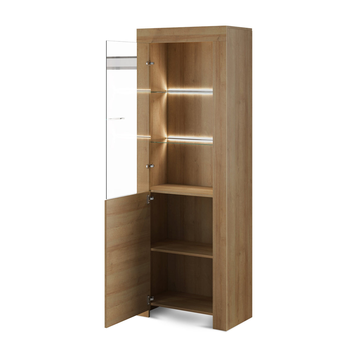 Gorky Glass Display Cabinet 70x197 cm with LED Lighting, Modern Style – photo 3
