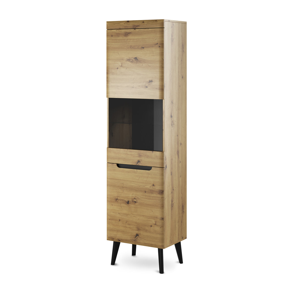 Trava Glass Display Cabinet 53x197 cm, Scandinavian Style – Artisan Oak