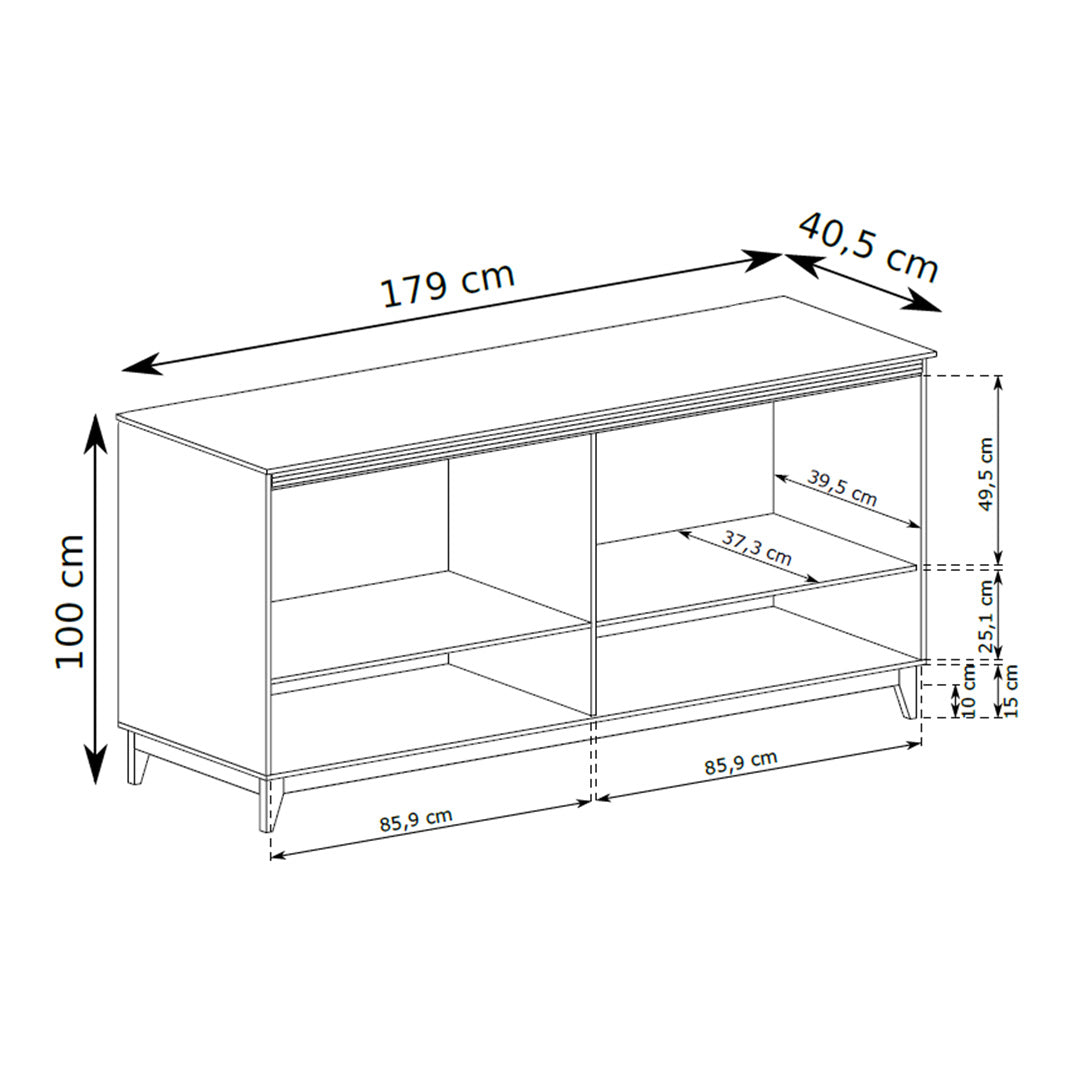 Serena Sideboard 179x100 with Fluted Fronts, Modern Classic Style – dimensions drawing