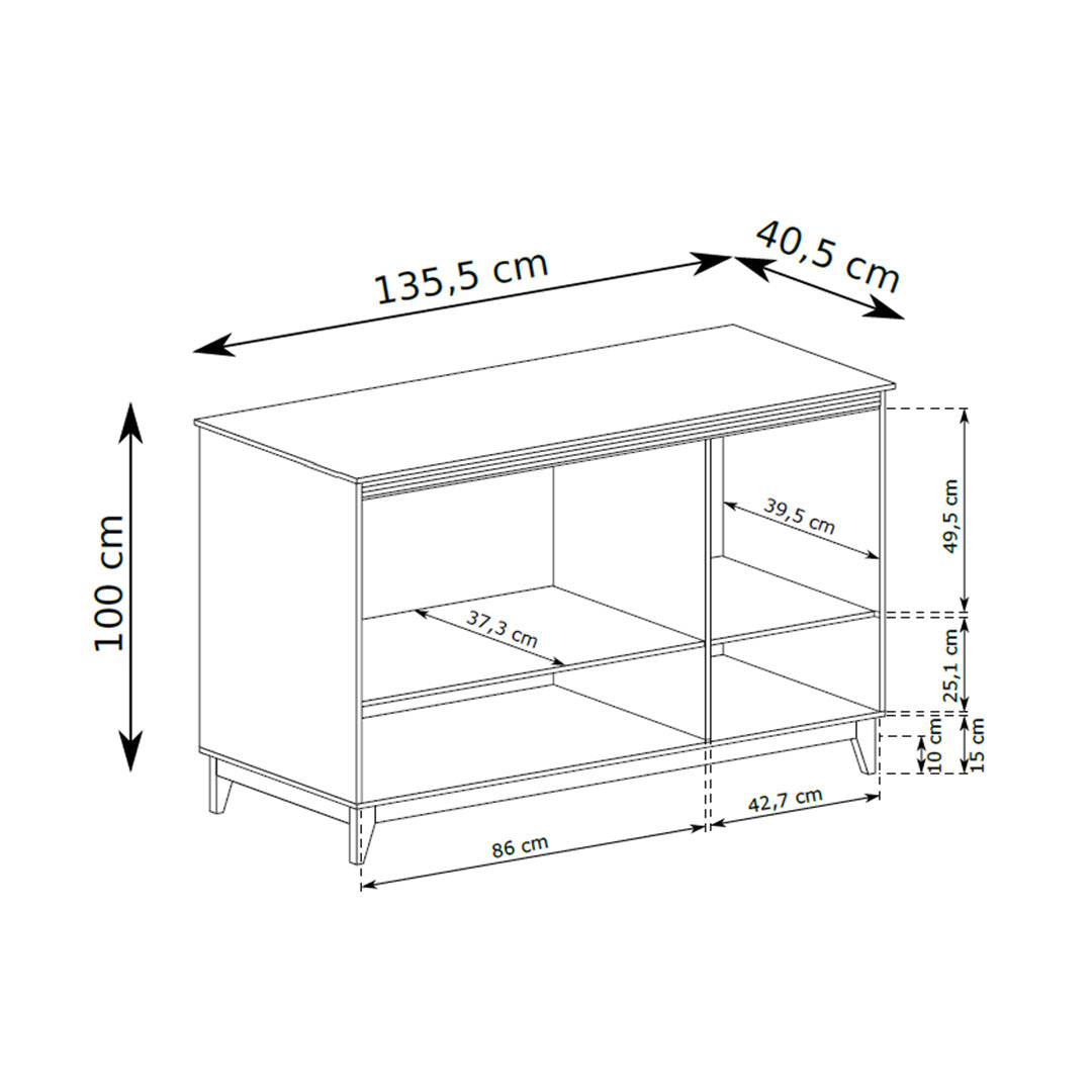 Serena Sideboard 136x100 with Drawers and Cabinets, Modern Classic Style – dimensions drawing