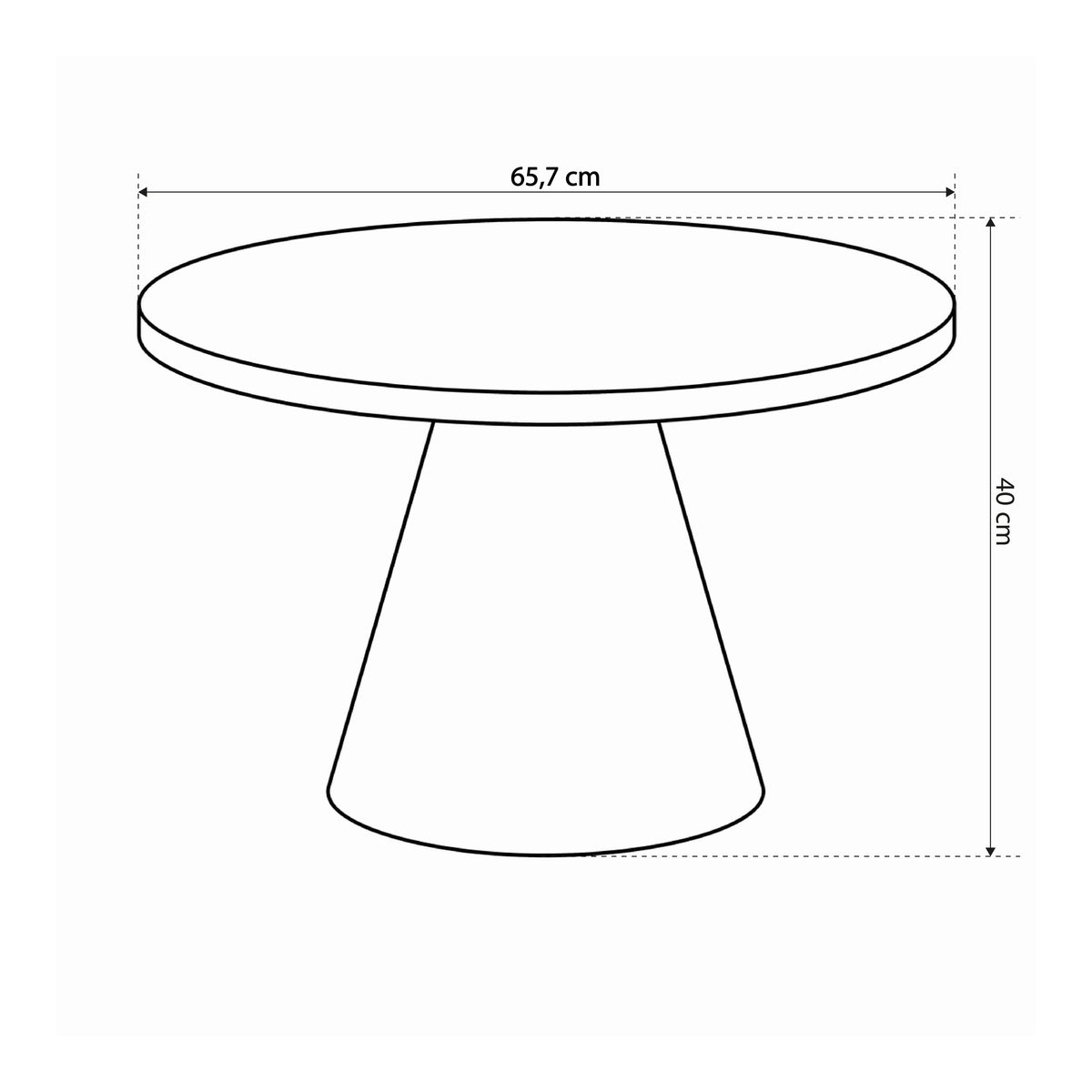 Soren Round Coffee Table Ø66 cm, Modern Style – dimensions drawing