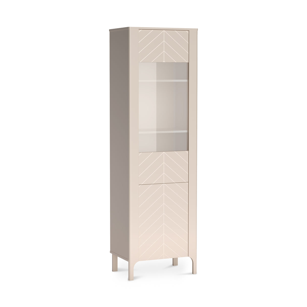 Hoge EKLIPSO-vitrinekast 60x197 met beglazing in moderne stijl, kleur Kasjmier - hoofdafbeelding | Pillovely