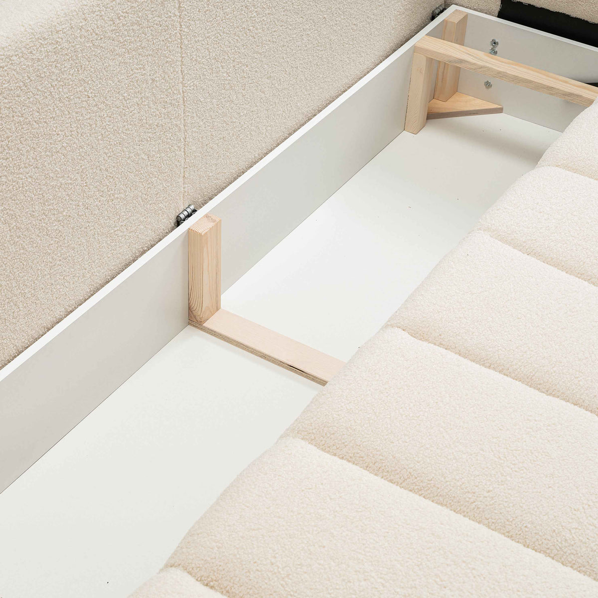 Baloa 3 Seater Sofa Bed 144x200, Scandinavian Style – close-up of details and texture