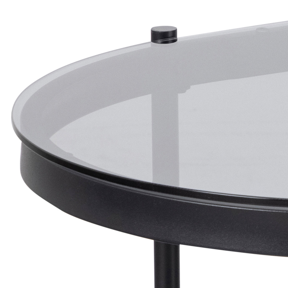 Moren Oval Coffee Table with Smoked Glass, Modern Style – close-up of details and texture