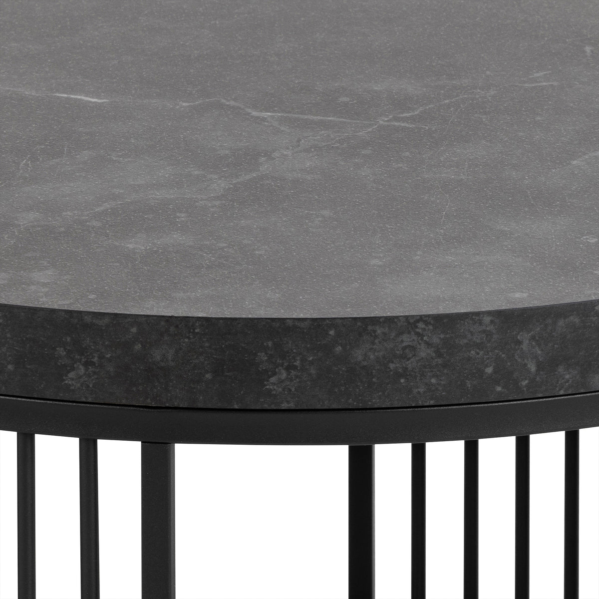 Cella Round Coffee Table with a Black Marble Effect, Modern Style – close-up of details and texture
