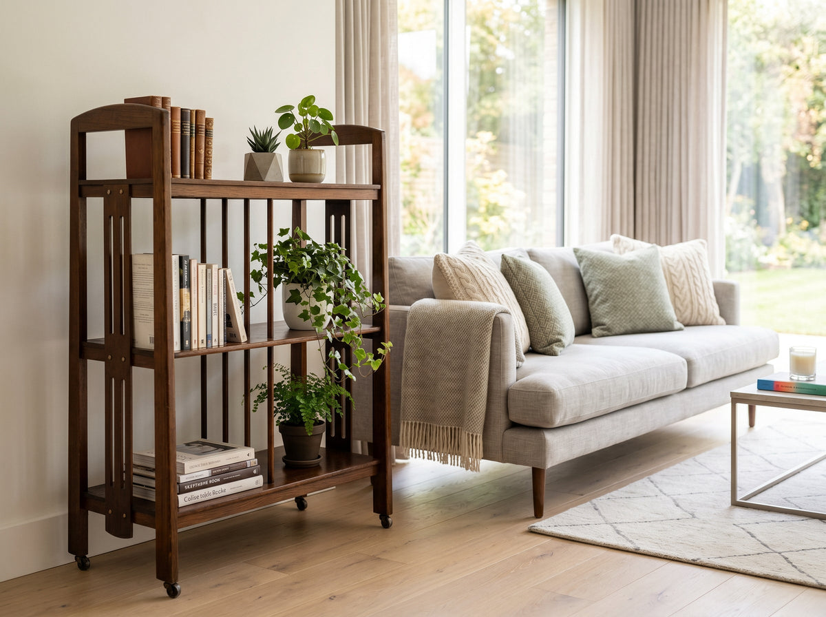Étagère – open shelving unit styled with books and plants