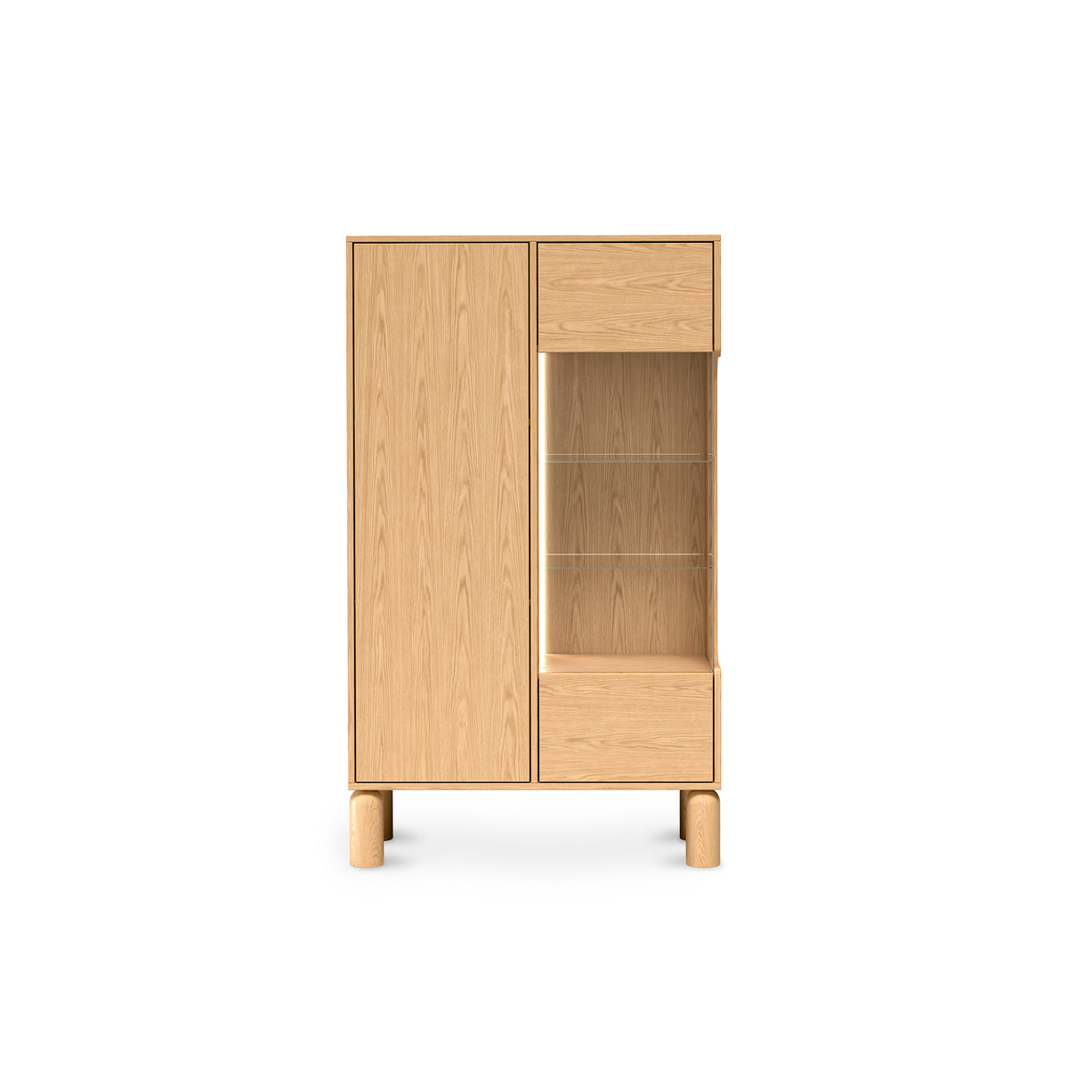 Fjord Display Cabinet 89x146 with Glass Front, Scandinavian Style