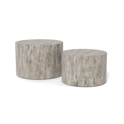Cilindro Set of 2 Round Coffee Tables, Modern Style – angled view