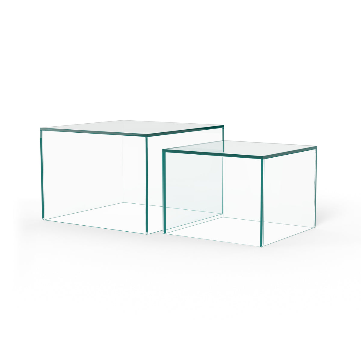 Quadrato Set of Two Coffee Tables, Modern Style – Crystal Clear