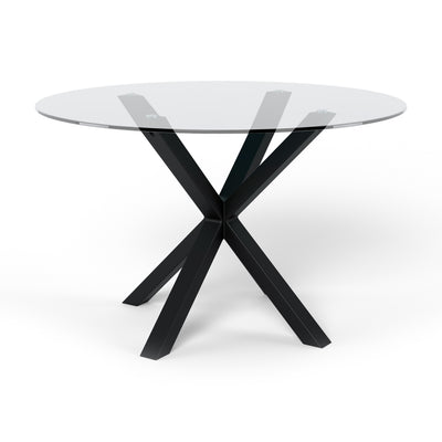 Stela Round Glass Dining Table 119x76 cm, Modern Style – Black Metal