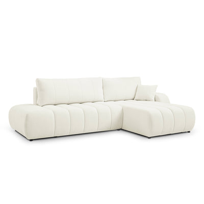 Baloa Corner Sofa Bed DL 276 cm, Modern Style – Right-sided, Ivory Coast (LAMBI 01)