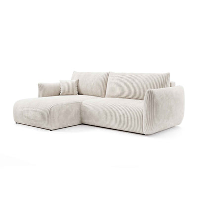 Alloro Corner Sofa Bed 257 cm, Modern Style – Left-sided, Powder Pearl (TILIA 01)