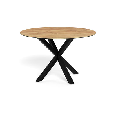 Stela Round Dining Table 119x76 cm, Modern Style – Natural Oak (black legs)