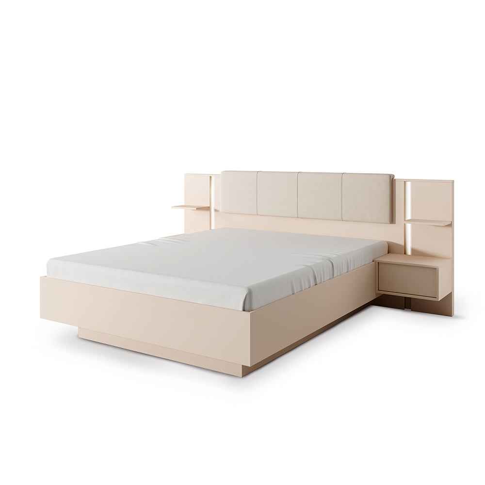 Dust Upholstered Ottoman Bed with Storage, Glamour Style