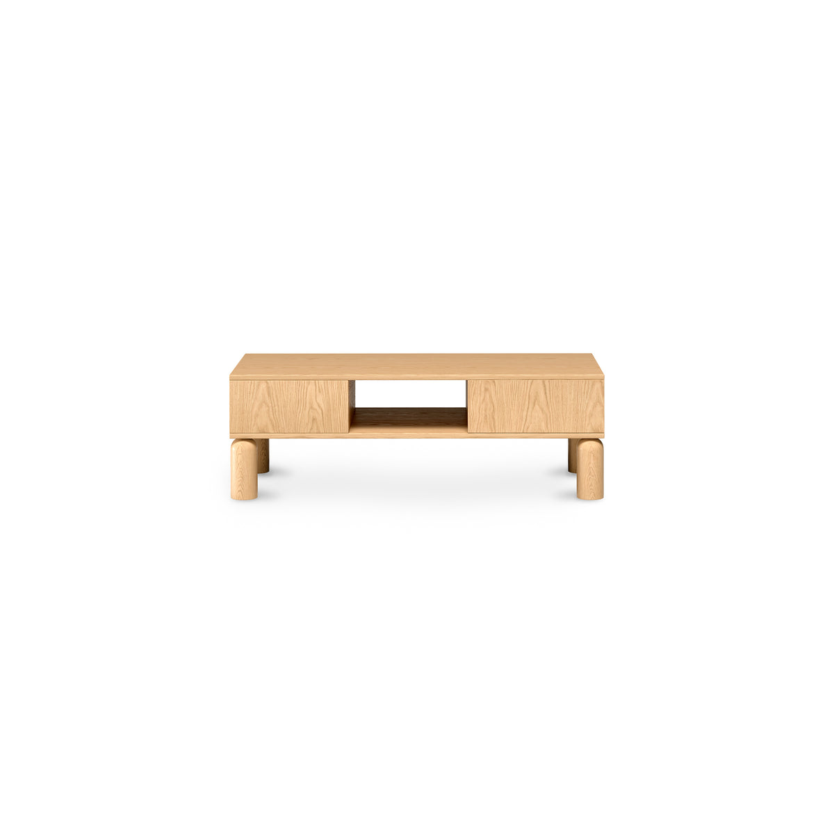 Fjord Coffee Table 110x37 with Open Compartments, Scandinavian Style – front view