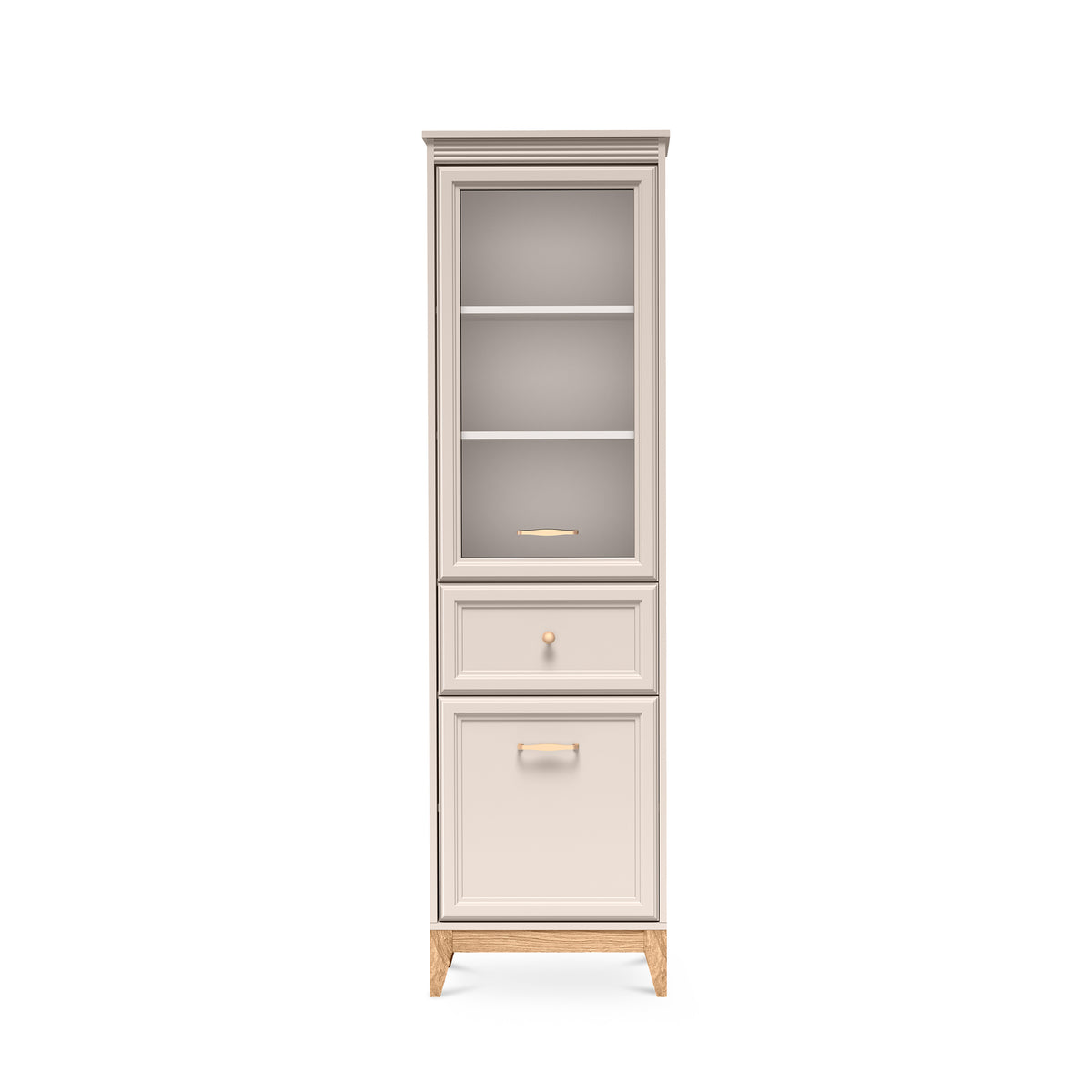 Serena-vitrinekast 55x193 met glazen deuren in modern-klassieke stijl - vooraanzicht