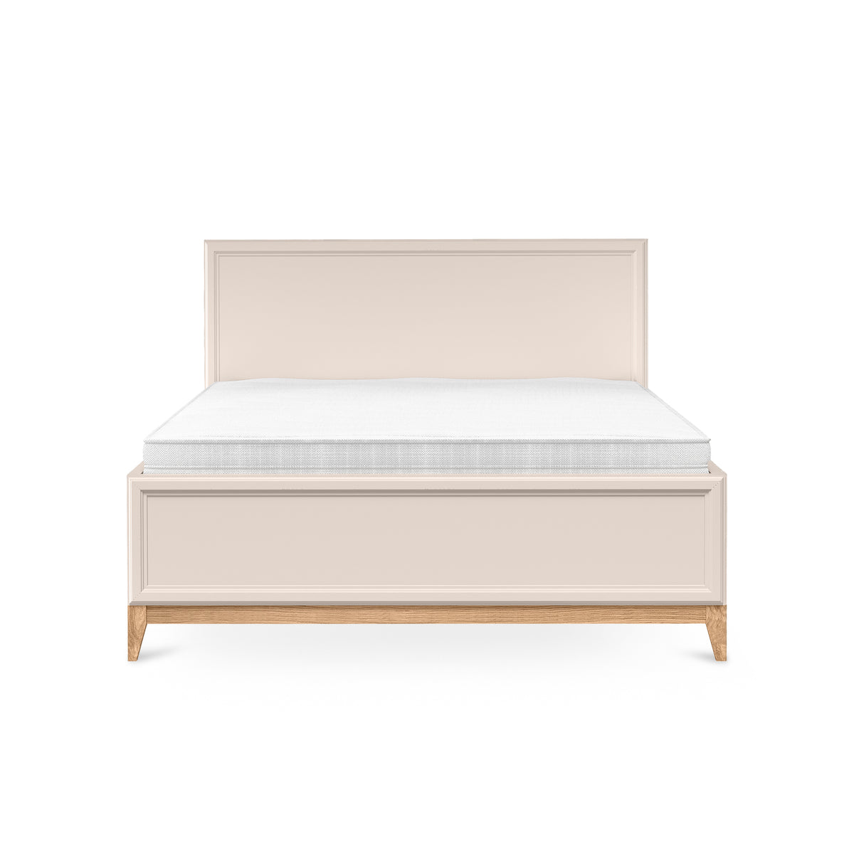 Serena-bed met opbergruimte en een gefreesd hoofdbord in modern classic-stijl – vooraanzicht