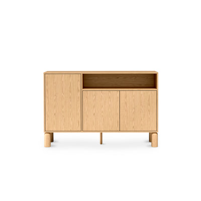 Fjord 3-door Sideboard 140x92 with an Open Compartment, Scandinavian Style – front view