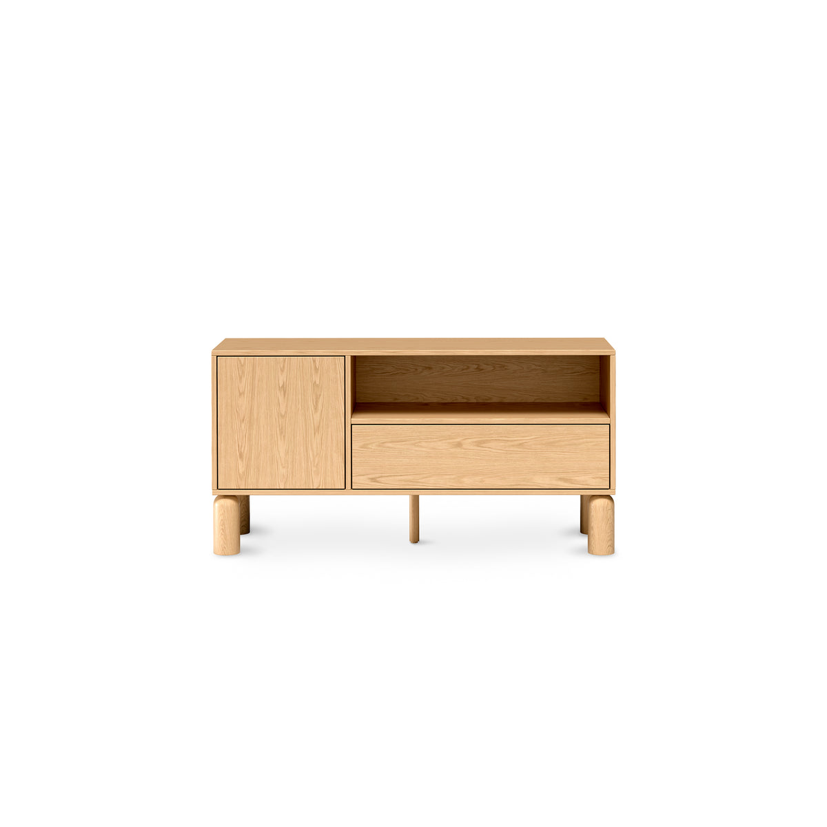 Fjord TV Unit 120x62 with a Drawer and an Open Compartment, Scandinavian Style – front view