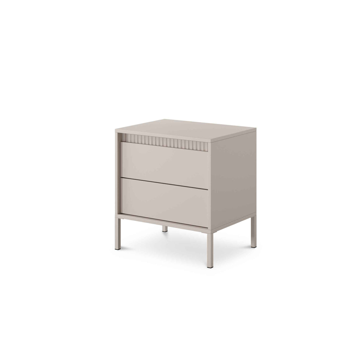 Senra Bedside Table with 2 Drawers 54x56 cm, Modern Style – angled view | Pillovely